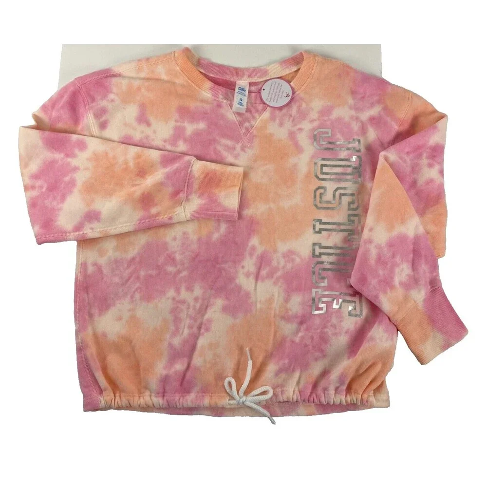 Justice‎ Active Cropped Sweatshirt Size 12 Pullover Tie Dye Girls Youth Pink